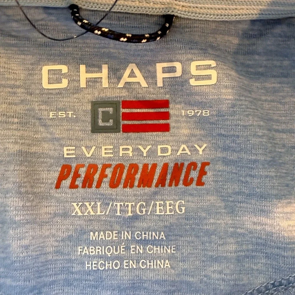 Chaps Mens Performance Polo Shirt 2XL Azure Blue‎ Heathered CM15PL130W New
